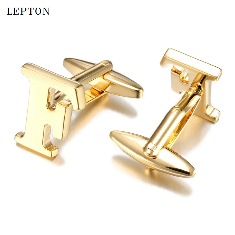 Hot Sale Letters F Cufflinks For Mens Lepton High Quality Gold & Silver Color Metal Wedding Men Shirt Cuff Links Gemelos