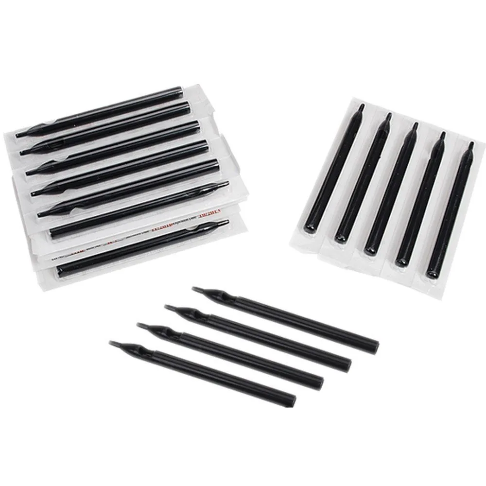 50PCS Black Tattoo Long Tips 3/5/7/9/11/13/14/15/18RT Disposable Plastic Long Tattoo Tips Nozzle Tube for Tattoo Supplies