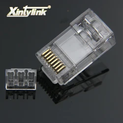 Xintylink rj45 konektörü cat6 ethernet kablosu fişi cat 6 ağ rg rj 45 altın kaplama utp jakı lan konektörü 8p8c korumasız 50 adet