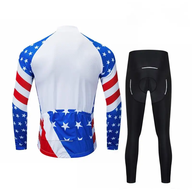 Weimostar USA Team Cycling Clothing Men Autumn Cycling Jersey Set Long Sleeve Breathable Bicycle Wear Mountain Bike Jersey Suit