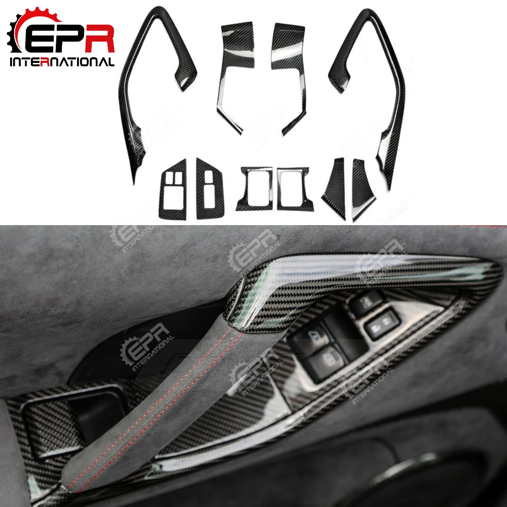 

For R35 GTR CBA DBA (LHD) Carbon Fiber Interior Door Trim Set 10pcs Glossy Finish Inner Drift Racing Garnish(Also Fit R35 MY17)