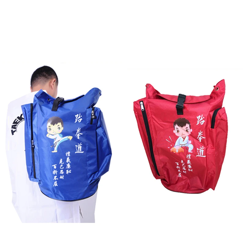 Hot Taekwondo Backpack Children\'s Adult Bag Equipment Cartoon Package Bag Taekwondo Bag Protector Bag Protector Blue Red