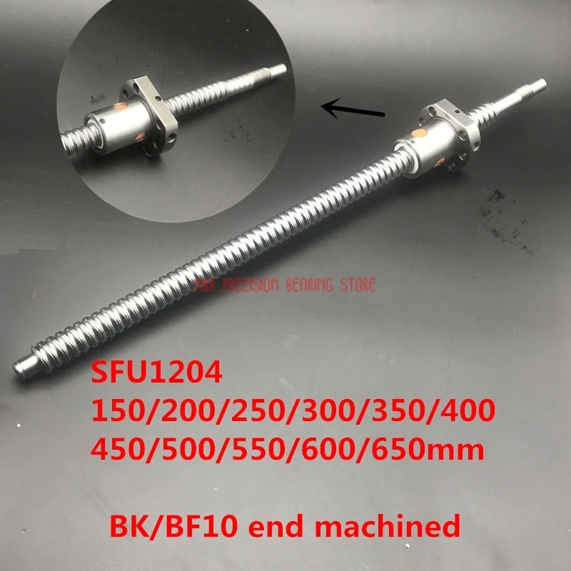 Real Sfu1204 150 200 250 300 350 400Mm C7 Ball Screw With 1204 Flange Single Nut Bk/bf10 End Machined