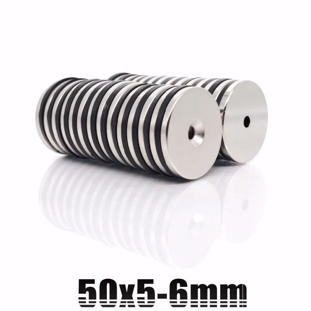 

4pcs 50x5mm hole 6mm neodymium magnet 50mm*5mm strong rare earth neodymium magnets 50*5 mm NdFeB permanent round magnetic 50x5mm