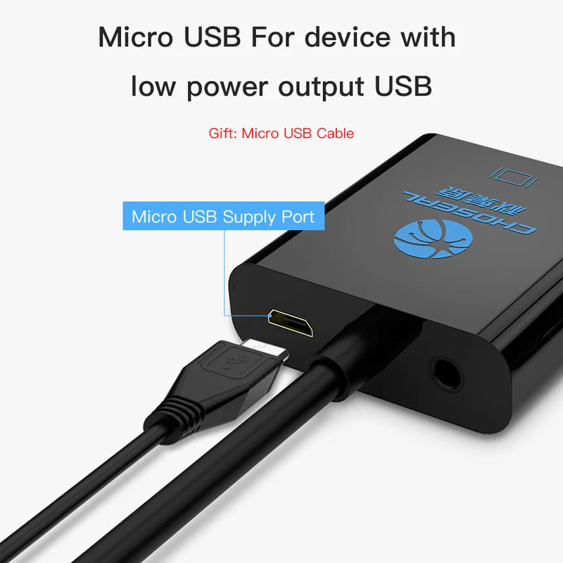 CHOSEAL HDMI-compatible to VGA  Adapter Digital to Analog Video Audio Converter 1080P for PS4 Raspberry Pi 3B+ TV VGA Converter