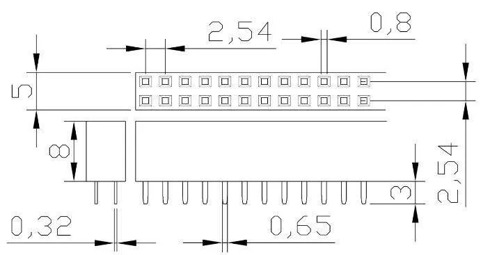 2.54mm Pitch Double Row Female 2~40P Pin Header Socket Connector Pinheader 2*2/3/4/6/7/8/9/10/12/16/18/20/25/30/40Pin