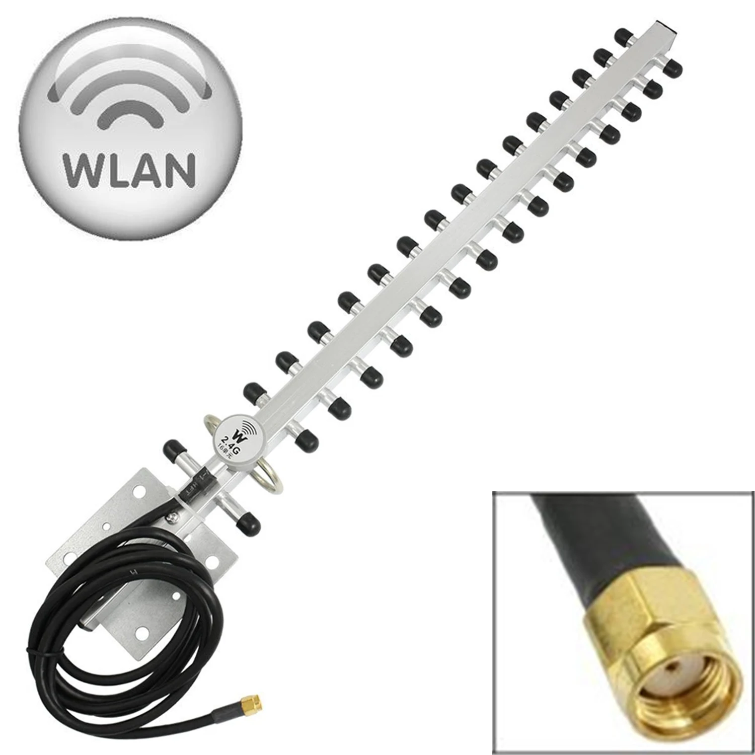 Elisona High Gain RP-SMA 2.4GHz Yagi Wireless WLAN WiFi Directional Antenna Booster For Modem PCI Card Route Reapter