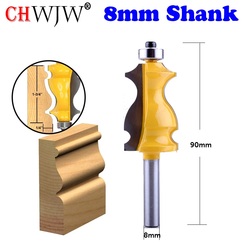 Architectural Cimentado Carbide Molding Router Bit Cortador de Fresagem de Madeira para Carpintaria Ferramentas Elétricas mm Shank 1pc