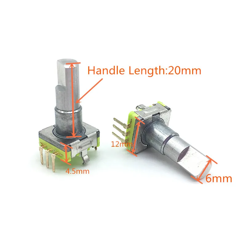 5pcs /lot Rotary Encoder Switch EC11 Without Push Switch 30 Position 5pin Plug-in Type Handle Length 20mm Half Shaft