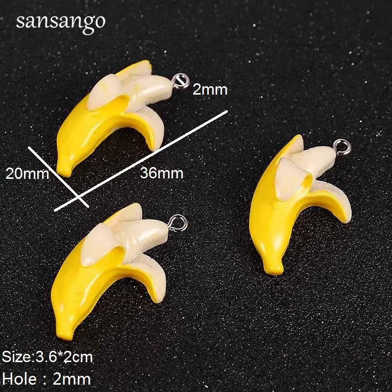 10pcs Yellow Resin Banana Fruit Charms Pendant For Jewelry Making Accessories DIY Earrings Bracelet Necklace Keychain Gift