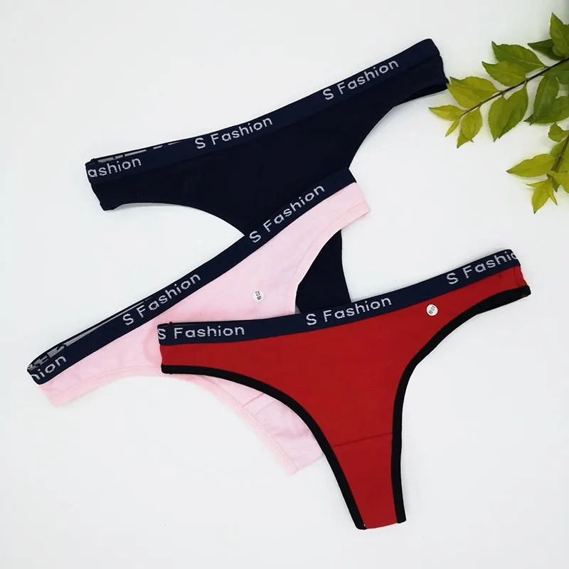 

OURBLOG 3pcs Women's Cotton G-String Panties String Underwear Women Briefs Sexy Lingerie Thongs Ladies T Back Intimate For Girls