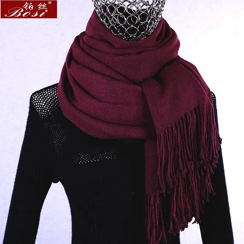 Winter cashmere women scarf shawl pashimina long scarfs scarves warm 250g poncho hijab luxury brand Red wine black oversize