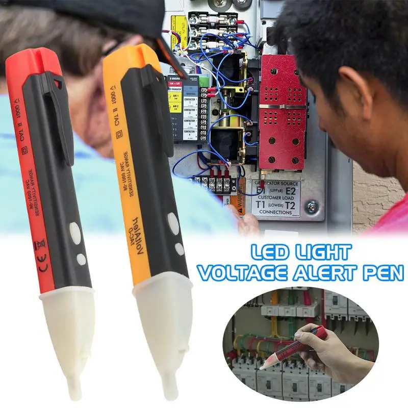 Non-Contact Voltage Tester Detector Double Button Inductive Type Voltage Test Pencil LED Light Voltage Alert Pen Without Battery