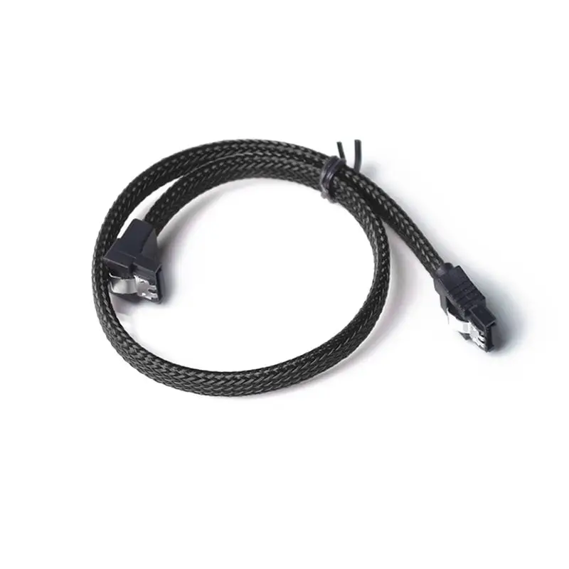 50CM SATA 3.0 III SATA3 7pin Data Cable Right Angle 6Gb/s SSD Cables HDD Hard Disk Data Cord with Nylon Sleeved(Black)