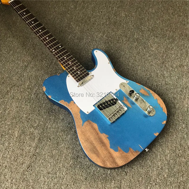 

In stock Antique do old TL electric guitar, metallic blue, real photos, wholesale and retail, antique relic