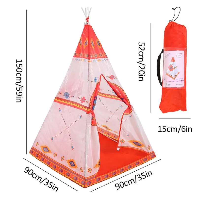 Large National Style Canvas Original Teepee Kids Teepee With Orange Indian Play Tent House Children Tipi Tee Pee Tent Game House