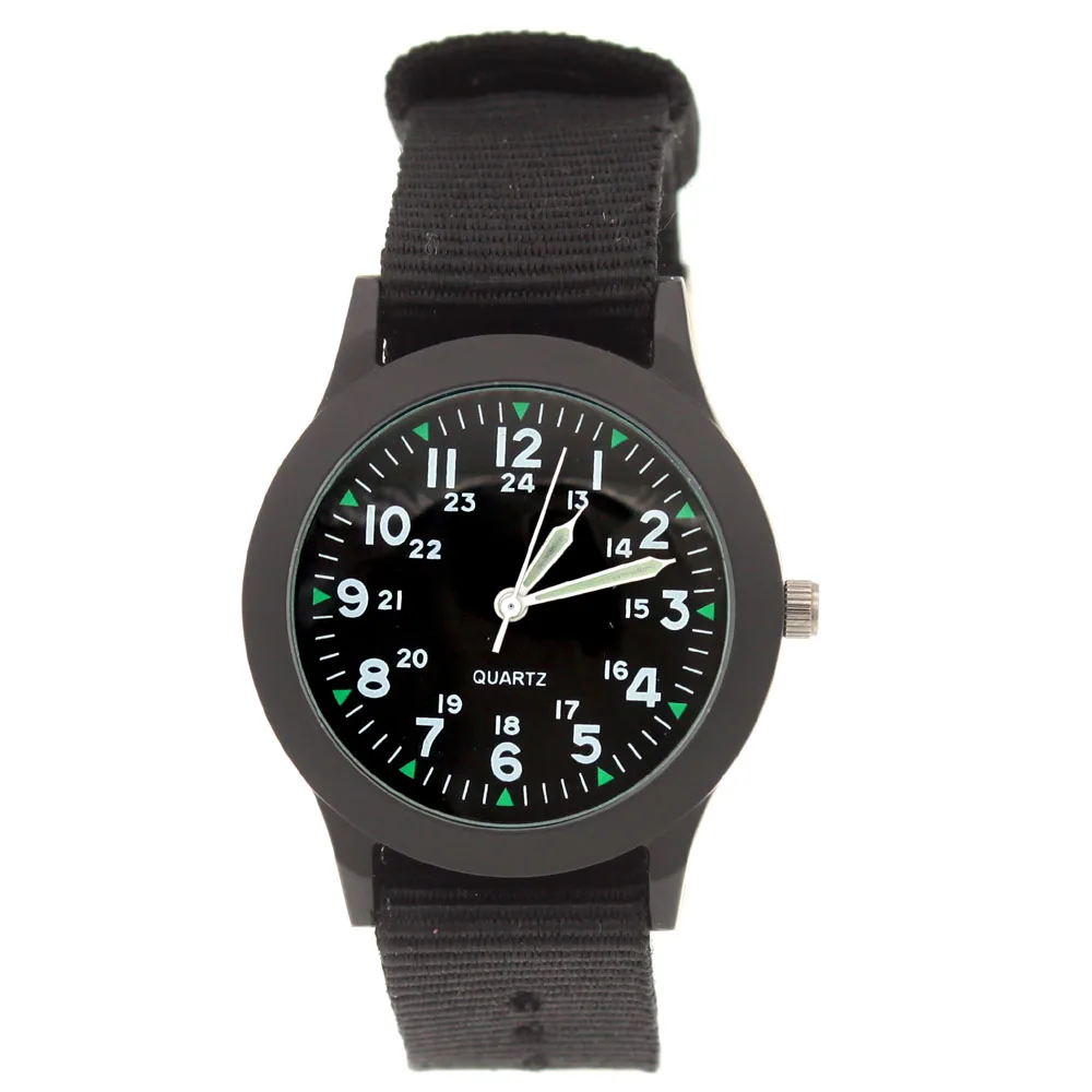 Chaoyada-Montre-bracelet électronique à quartz pour hommes et enfants, montres noires pour étudiants, montre-bracelet en toile, marque célèbre, mode