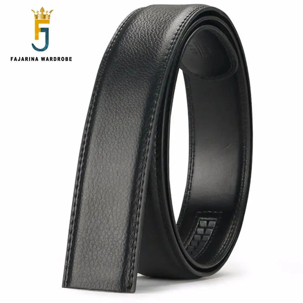 FAJARINA Good Quality the 2nd Layer Genuine Leather Black Belt Automatic Ratchet Styles 3.5cm Belt Strap without Buckle FJ18025