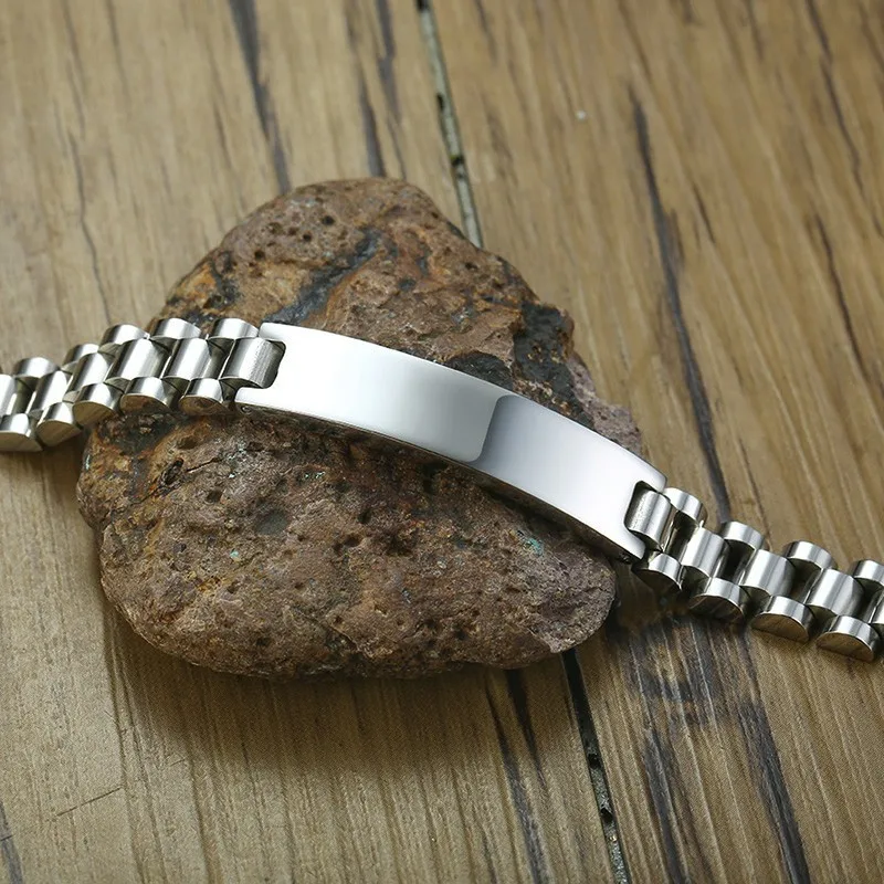 Vnox Free Personalize 10mm Stainless Steel ID Bracelets for Men Casual Male Pulseira Valentine\'s Day Gift for Him Drop Shipping