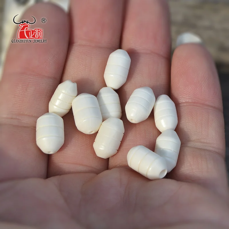 20PCS Handmade Carved Yak Bone Beads for Jewelry Making Vintage Charms DIY Jewelry Accessory 12X7mm Hole 1mm