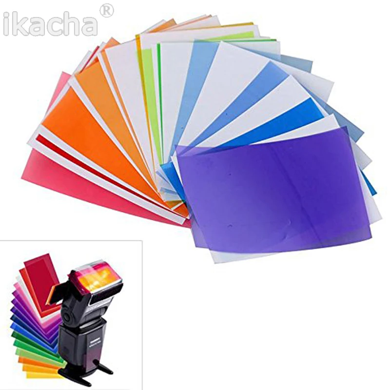 12 Pieces Color Card for Strobist Flash Gel Filter Color Balance with Rubber Band Diffuser Lighting For Canon Nikon SONY