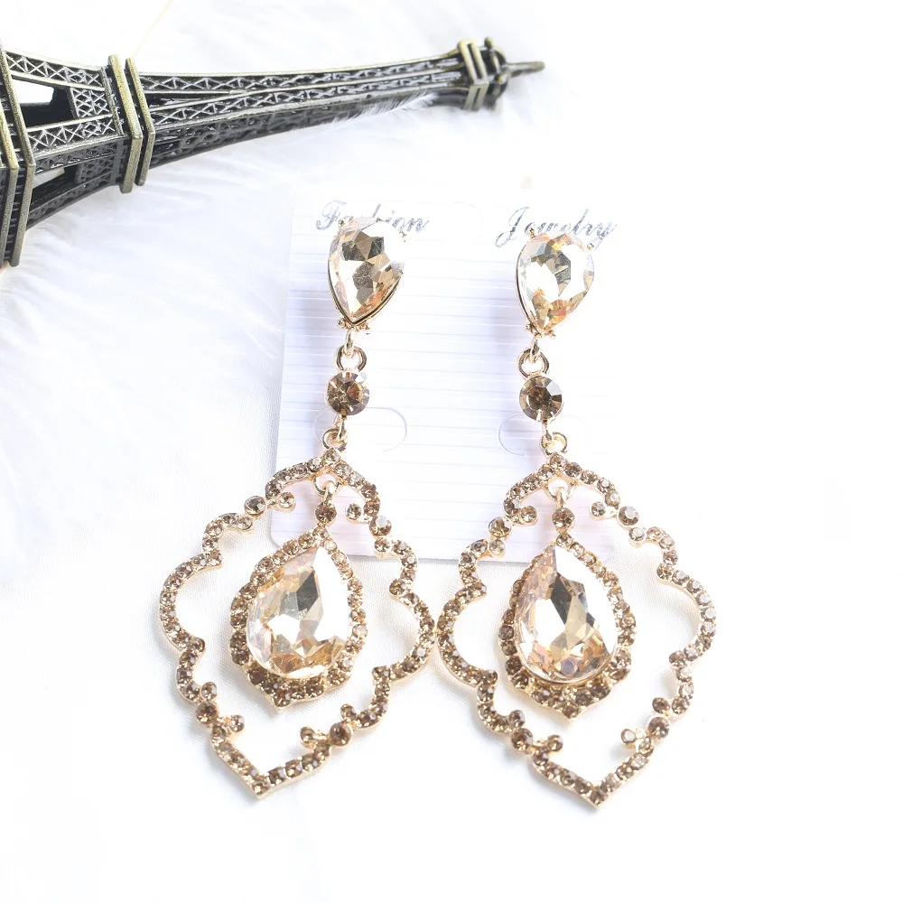 VEYO Vintage Rhinestone Drop Earrings for Women Classic Hollow out design Crystal Gift New