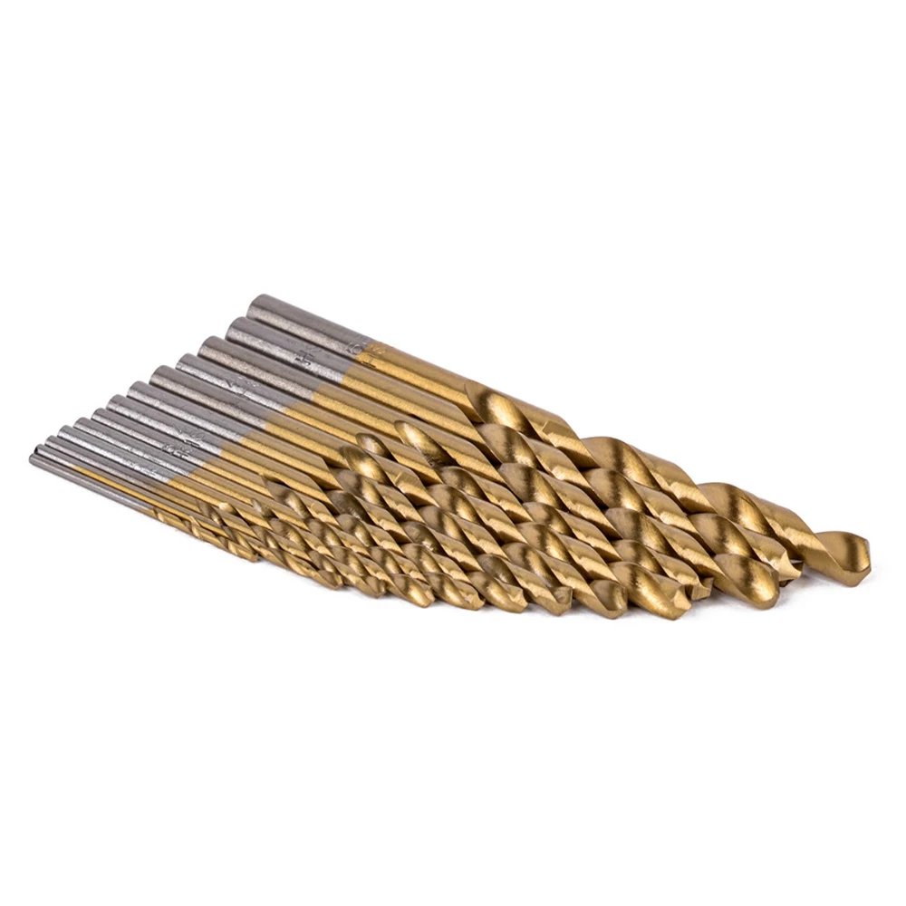 Punte elicoidali da 1.5-6.5mm HSS con gambo dritto rivestito in titanio 13 pezzi Set di punte per trapano strumento per sega a tazza per la lavorazione del legno in alluminio