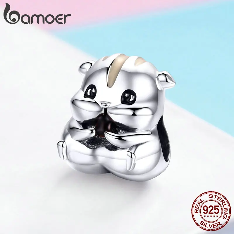 BAMOER Animal Collection 925 Sterling Silver Lovely Hamster Beads fit Charms Bracelets & Bangles DIY Jewelry Making SCC1133