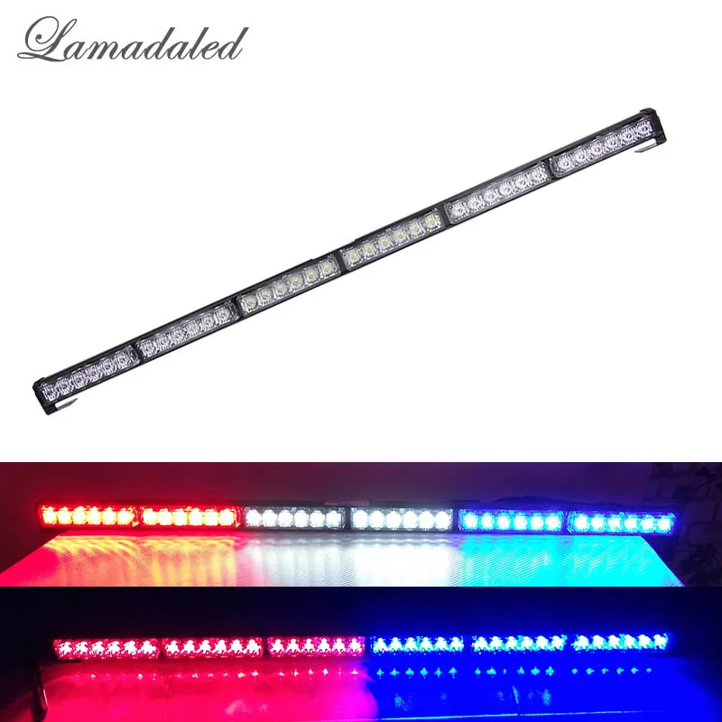 90CM 35inch Police led light emergency hazard strobe lights bar led car grille blinking warning lamp 12V-24V safety stroboscope