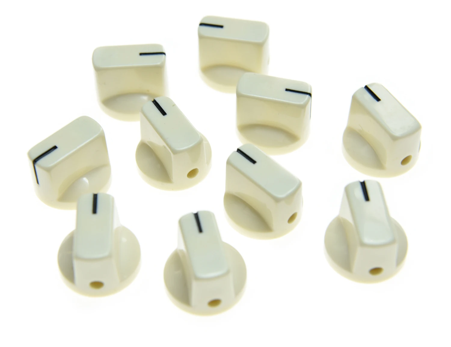 KAISH A Set of 10 pcs Aged White Davies 1510 Pointe Guitar AMP Effect Pedal Knobs