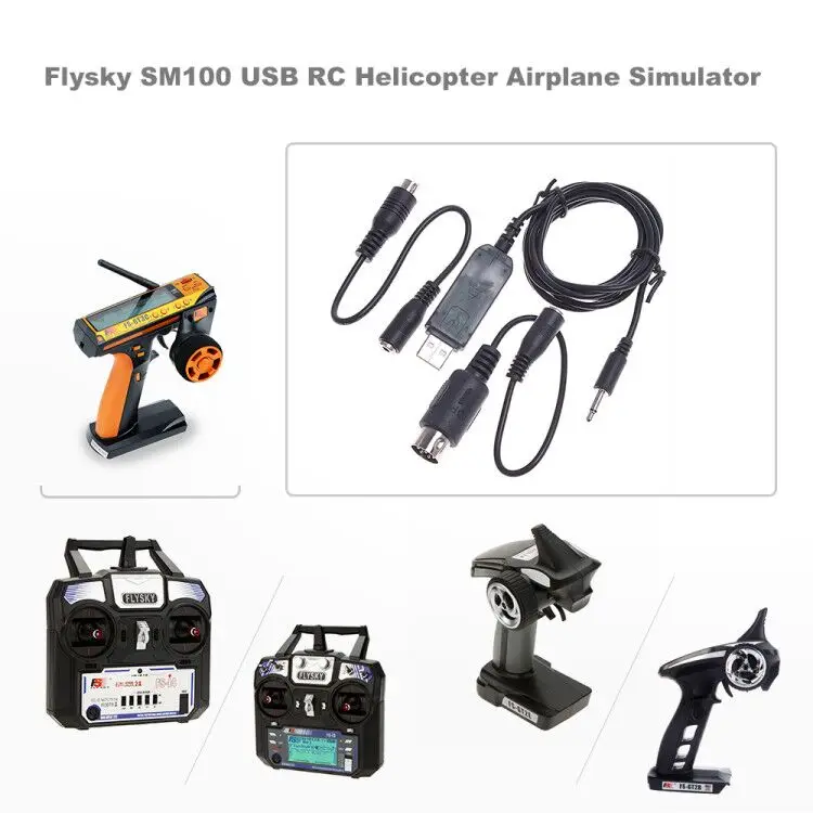 Flysky SM100 USB RC Helicopter Airplane Simulator for Flysky FS-i6 FS-i4 FS-TH9X FS-T6 FS-T4B FS-GT3 FS-GT2 Remote Controller