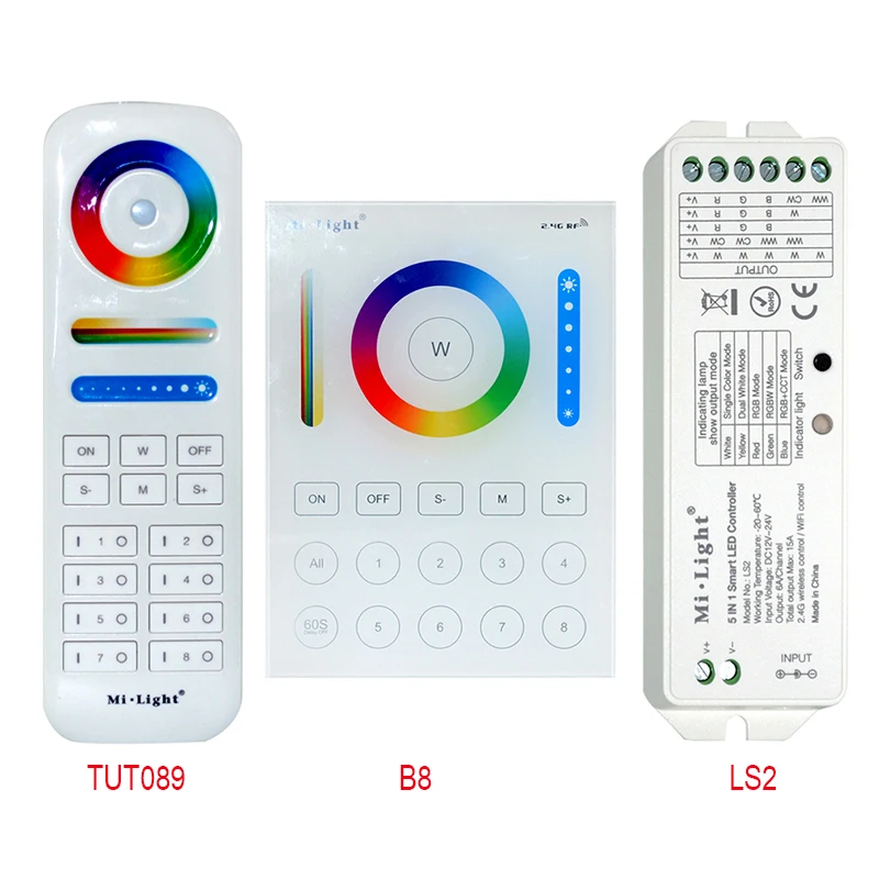 milight sem fio ls2 5in1 inteligente led controlador b8 wall mounted controle do painel de toque rgb cct tira led zona rf controle remoto 01