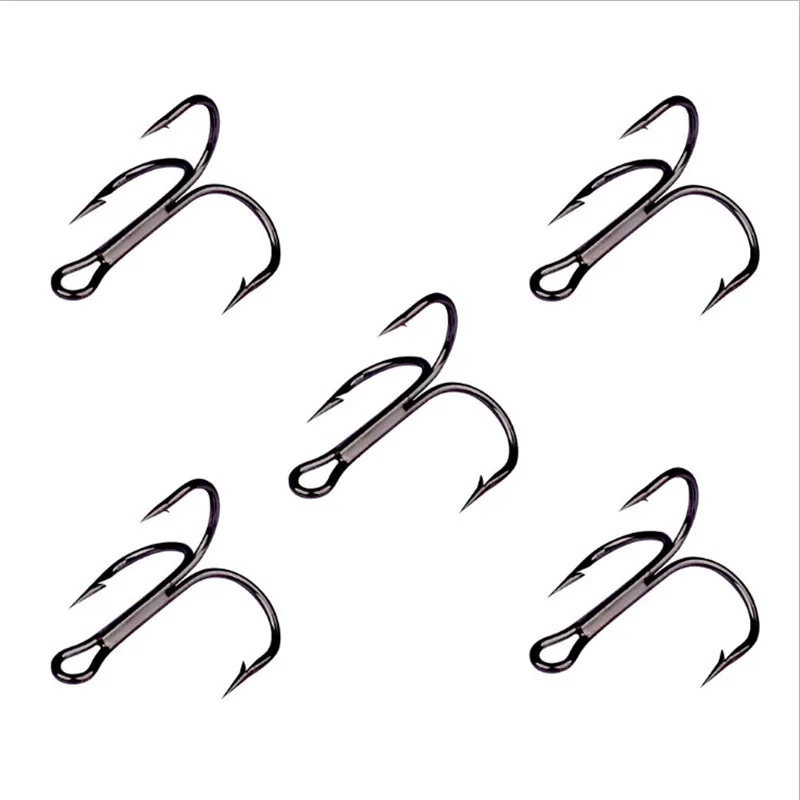 

10Pcs/lot 2# 4# 6# 8# 10# Black Fishing Hook High Carbon Steel Treble Overturned Hooks Fishing Tackle Round Bend Treble For Bass