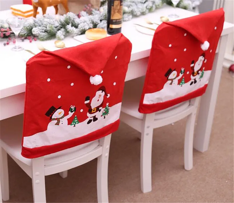 New 50pcs Snowman Cap Chair Covers Christmas Dinner Table Decoration for Home Chair Back Cover Decoracion