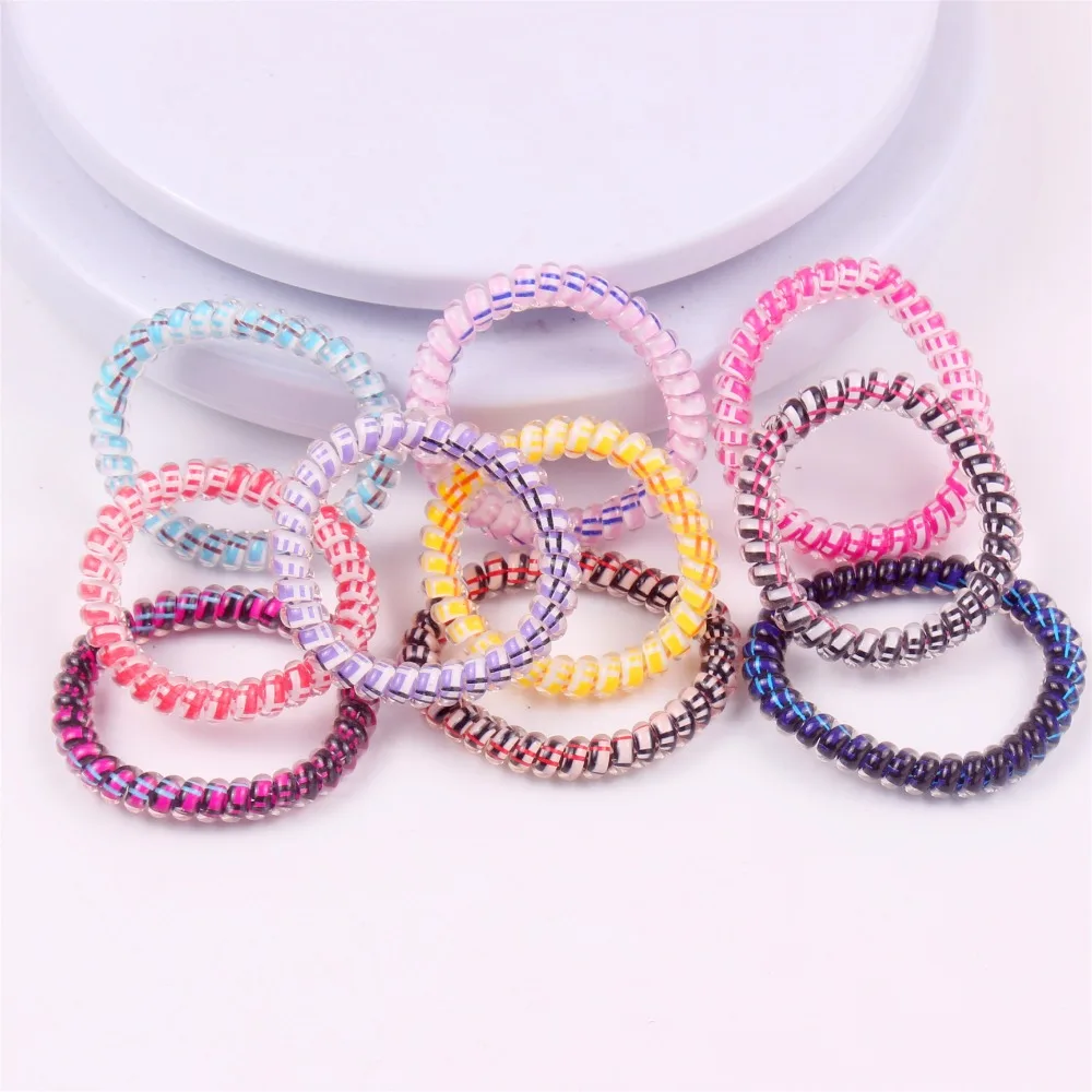 

10 Pc/Lot Women Lady Girls candy colour fashion Hair Band Elastic Telephone Wire Style Hair Rope ponytail holders