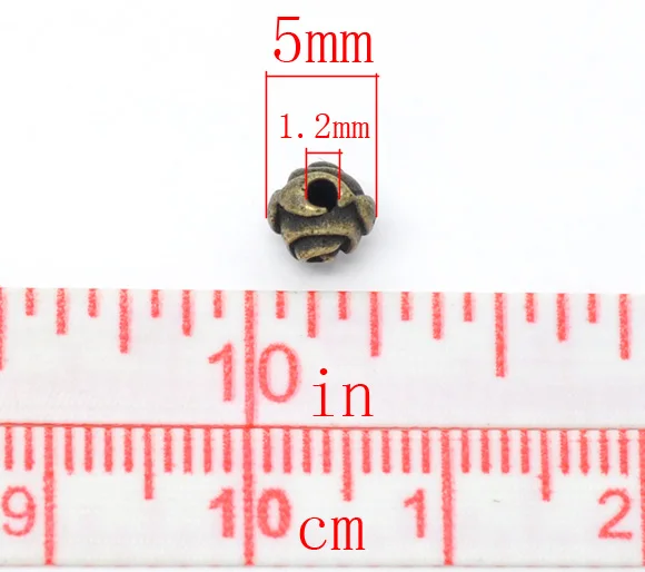 200 Bronze Tone Rose Flower Spacer Beads 5x5mm (B14500)