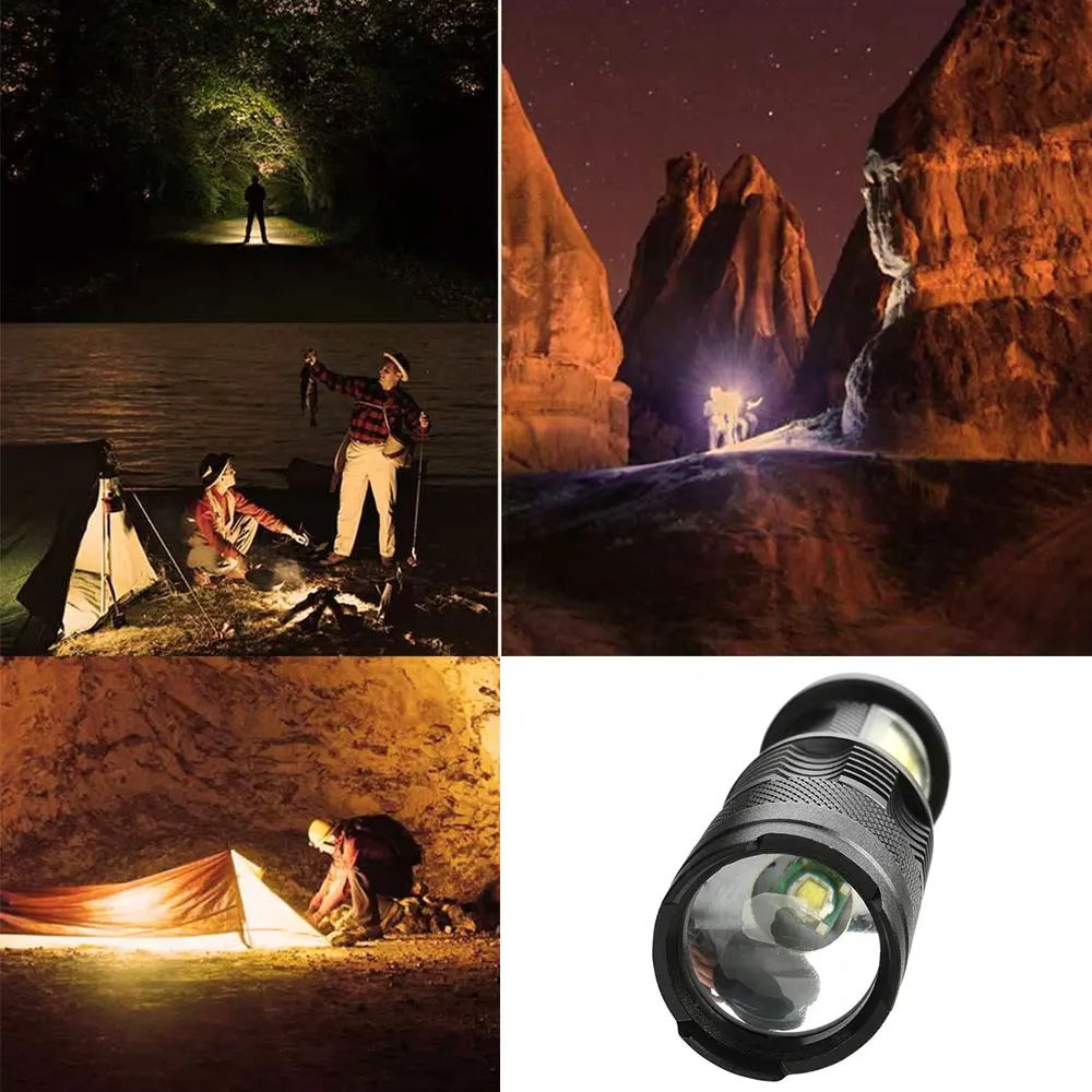 Q5 COB LED Flashlight 3800Lumens Ultra Bright Zoomable Mini Flashlight Torch Focus Light for Camping Cycling Lighting