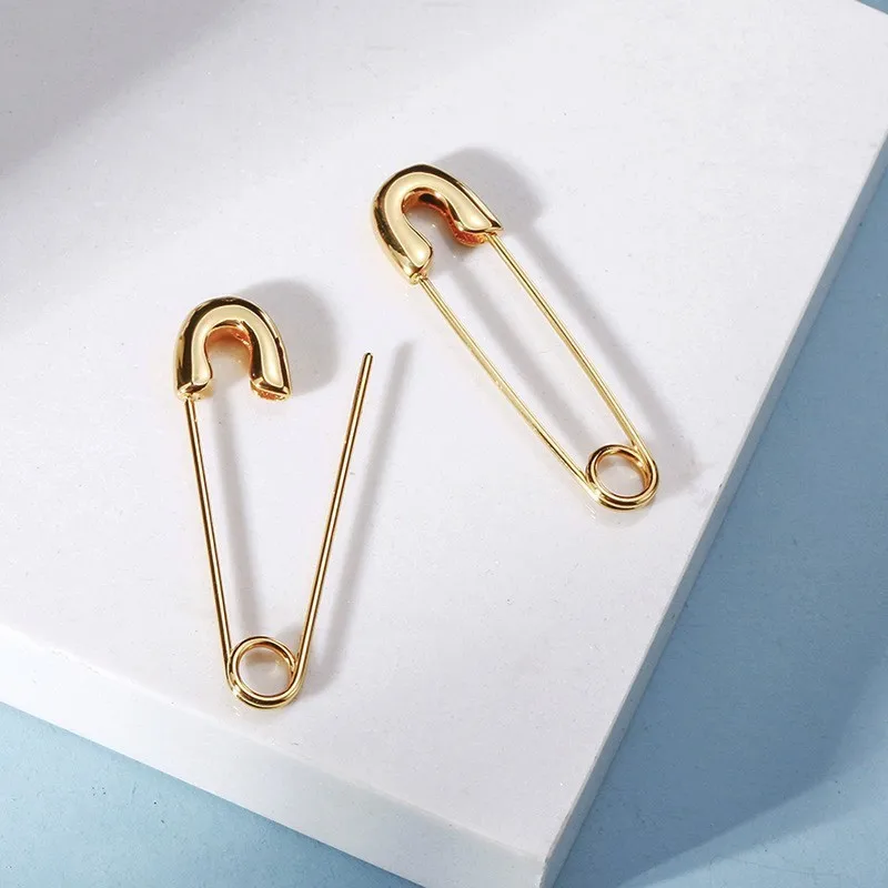 Vnox Trendy Minimalist Safety Pin Earrings for Women Stainless Steel Tack Shape Stud Earring Feme Street Wear Boucles d\'oreilles