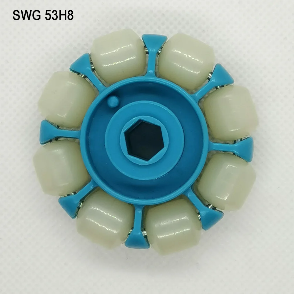 Rodillo transportador de plástico M8 multidireccional hexagonal de dos vías de 53mm, rueda de transferencia de mesa de vidrio ABS de nailon, ruedas de robot de ML-53 diy