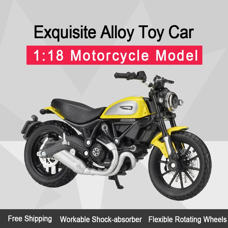 

Модель литого под давлением мотоцикла MAISTO 1:18 Ducati Scrambler, реальная короткопоглощающая игрушка для детей, подарки, коллекция игрушек