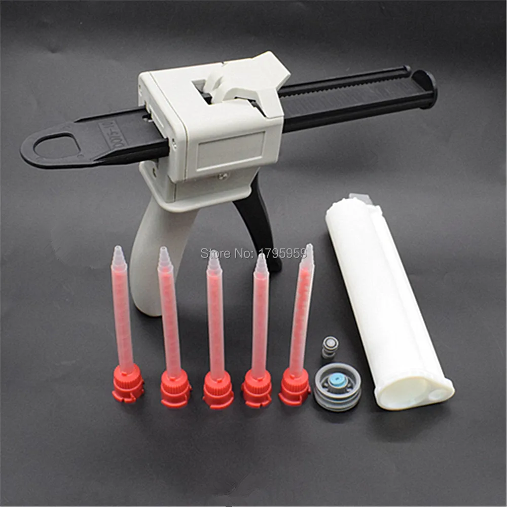 Pistola per colla epossidica AB 75ml pistola per calafataggio adesiva 1: 1 con ugello di miscelazione statico 5pc 1: 1 e cartuccia a doppio barilotto vuota da 75ml 1: 1