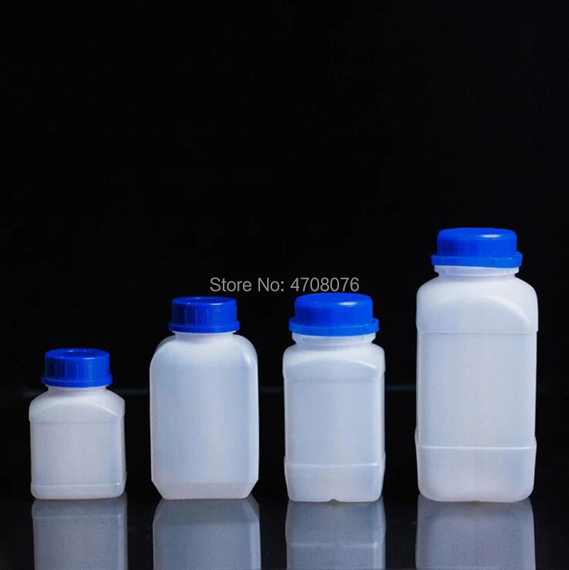 100 ml 10 개/갑 PE 실험실 theftproof 시약 병 스케일 플라스틱 샘플 병 스크류 캡 사각형 모양 화학 테스트