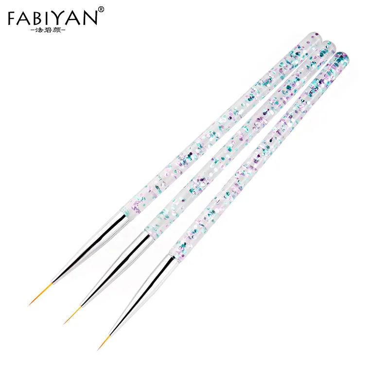 アクリルネイルライナーブラシ,7/9/11/15mm,3個,ネイルアート,フラワー,ドローイングライン,グリッド,ストライプ,uvジェルペン,日曜大工のヒント,デザインセット