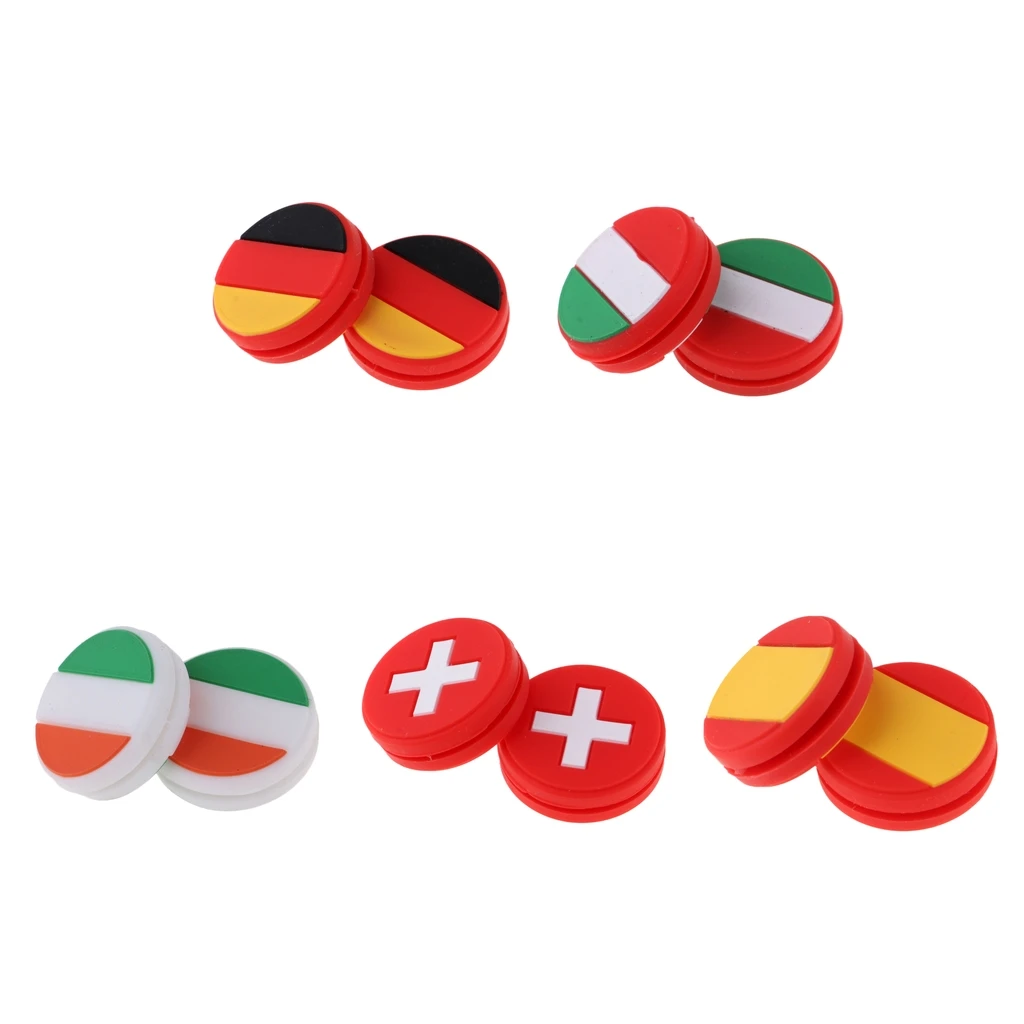 2Pcs/Pack National Flag Tennis Racket Shock Absorber Racquet Vibration Dampeners Shockproof Dampers Sports Accessories