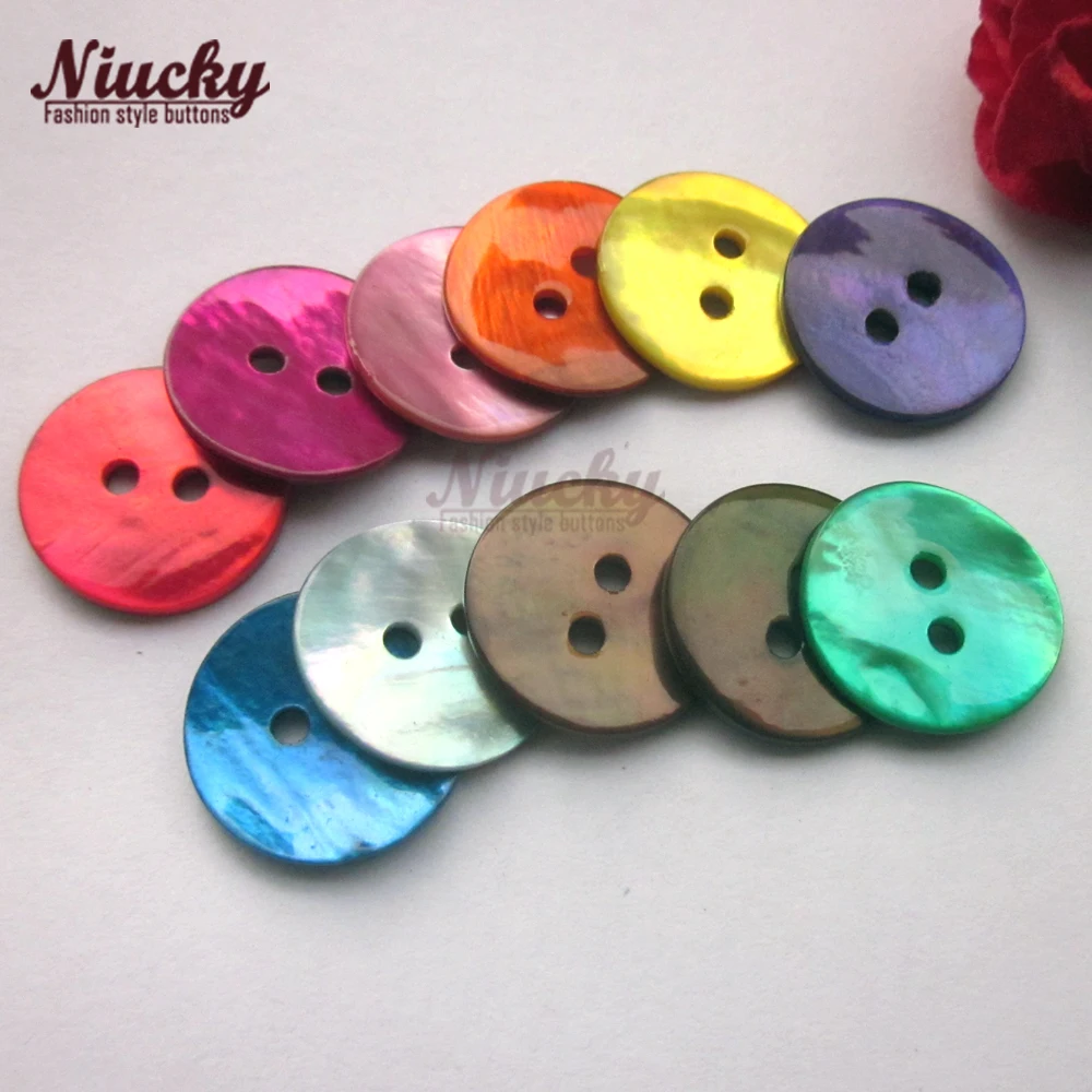 Niucky 11mm / 15mm high quality colorful pearl shell buttons mother of pearl shell buttons for sewing or decoration S0101m-002