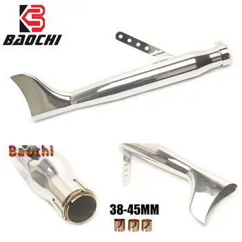 1 Piece Universal Chrome Fishtail Exhaust Muffler 21" Left Right Fish Exhust Vertical For Davidson XL883 Cafe Racer Vintage