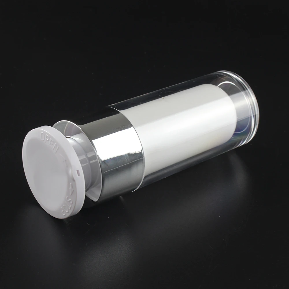 Acrylic locking vacuum pressure airless bottle 1 ounce, 30ml skin care airless bottles with pump