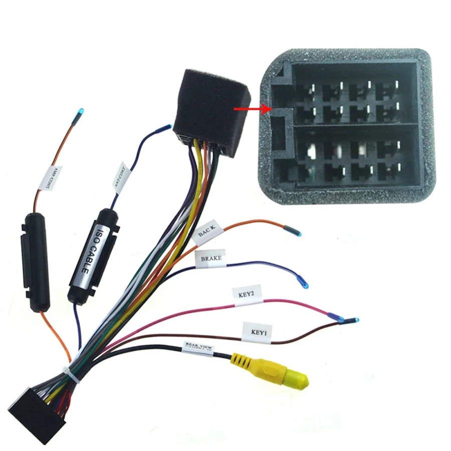 

20 PIN ISO Wiring Harness Connector Car multimedia player Power Cable Harness With rear view camera connection