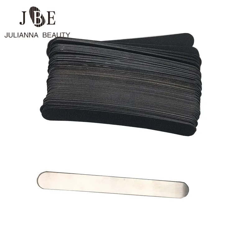 Metal Nail File 50pcs Disposable Sanding Pads 80/100/180 With Metal Handle Sanding Polish Buffer Curve Banana Nail Art Tool