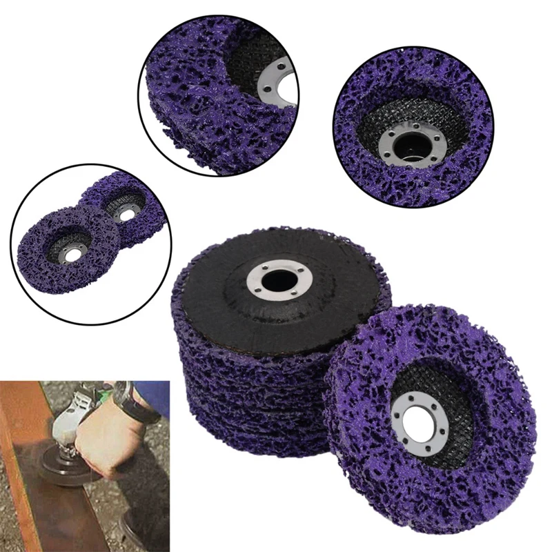 New 5Pcs Purple Durable Poly Strip Disc Wheel 100x16Mm Wood Metal Paint Rust Removal Clean Abrasive Tools For Angle Grinder